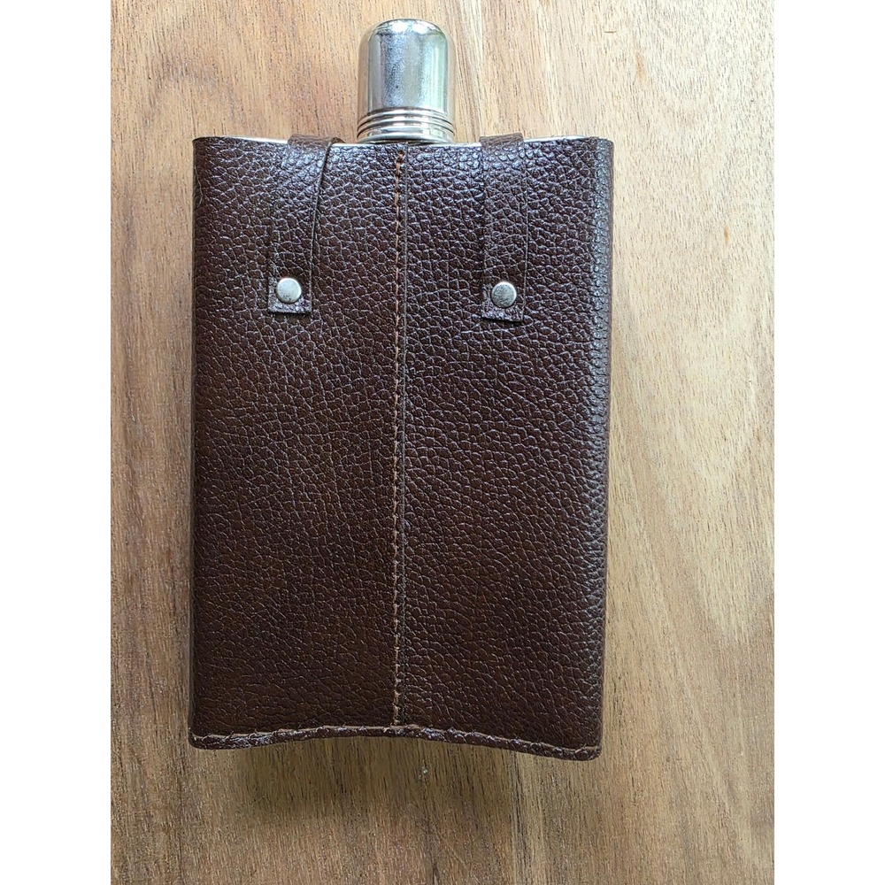 AKAH Jagerflasche Vintage Hip Flask Brown Leather Stainless Steel Hunting 78020 - Picture 8 of 16
